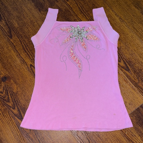 Tops - Gorgeous Pink Beaded Tank Top